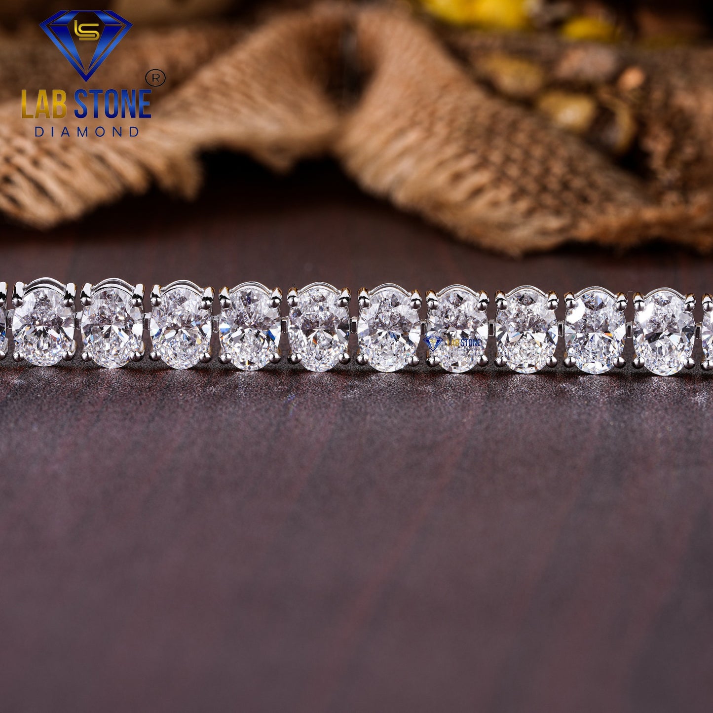 9.90 TDW Oval Cut Diamond Tennis Bracelet