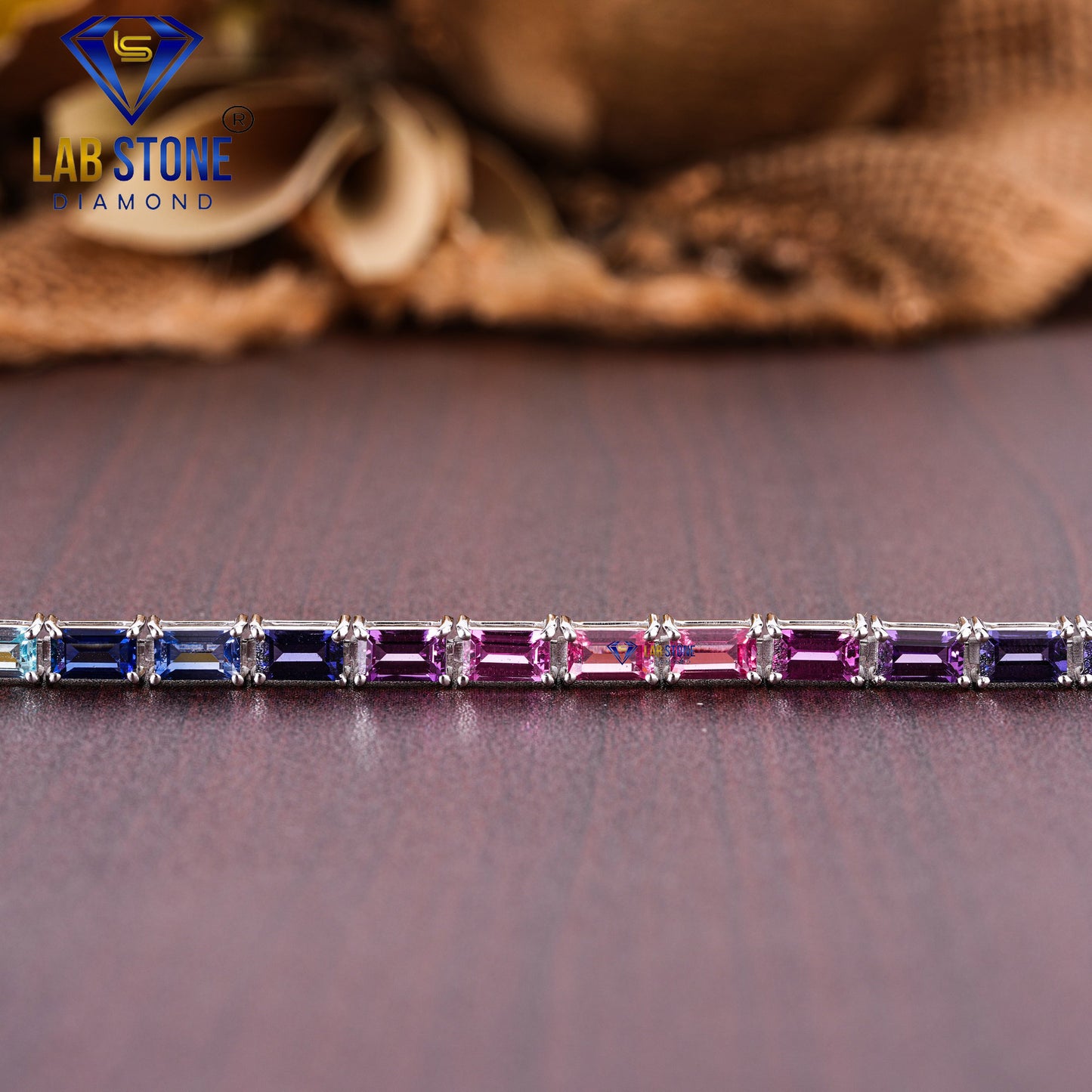 5.70 TDW Baguette Cut Gemstone Women's Tennis Bracelet