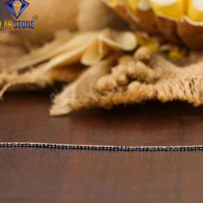 0.62 TDW Black Round Cut Gemstone Tennis Bracelet