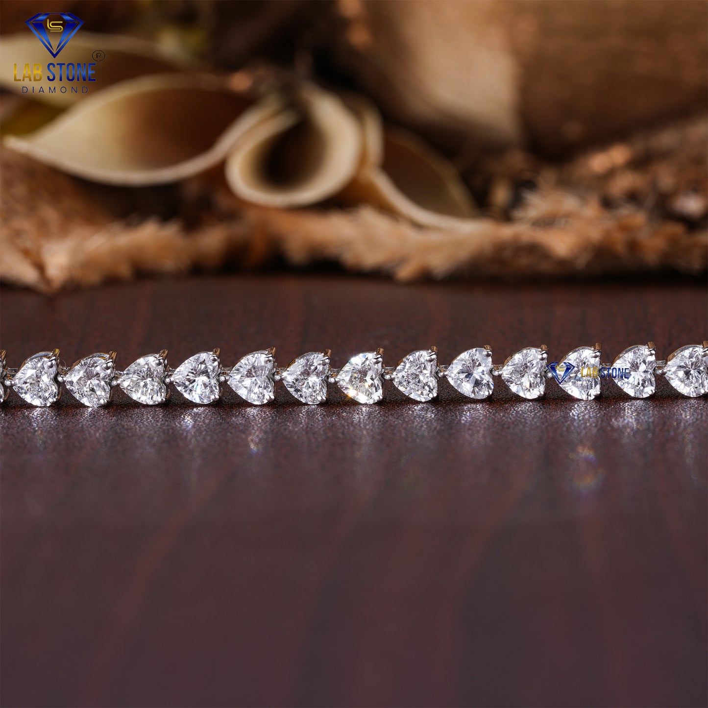 4.44 TDW Heart Cut Diamond Tennis Bracelet