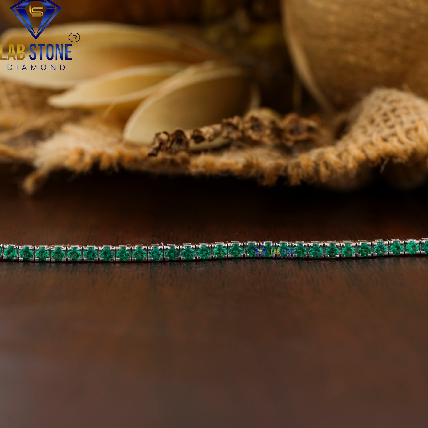 0.90 TDW Green Round Gemstone Tennis Bracelet