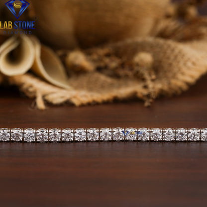 5.20 TDW Round Cut Diamond Tennis Bracelet