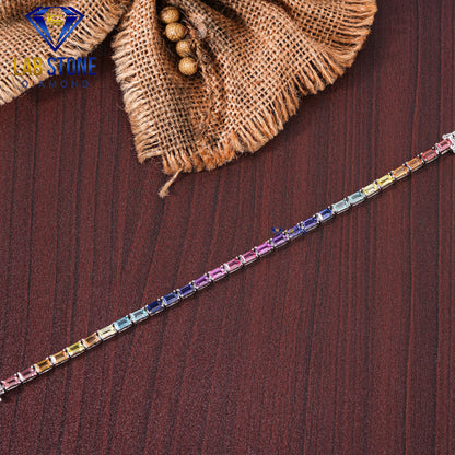 5.70 TDW Baguette Cut Gemstone Women's Tennis Bracelet