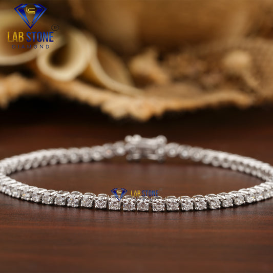 2.84 TDW Round Cut Diamond Tennis Bracelet