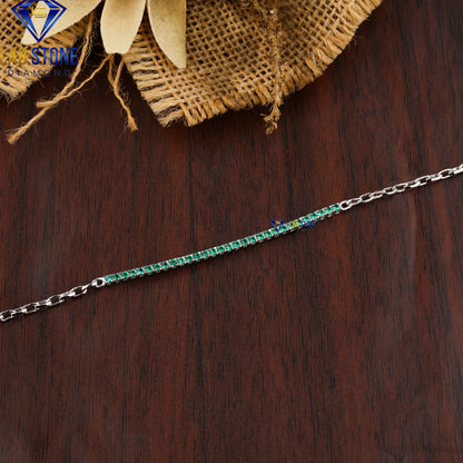 0.90 TDW Green Round Gemstone Tennis Bracelet