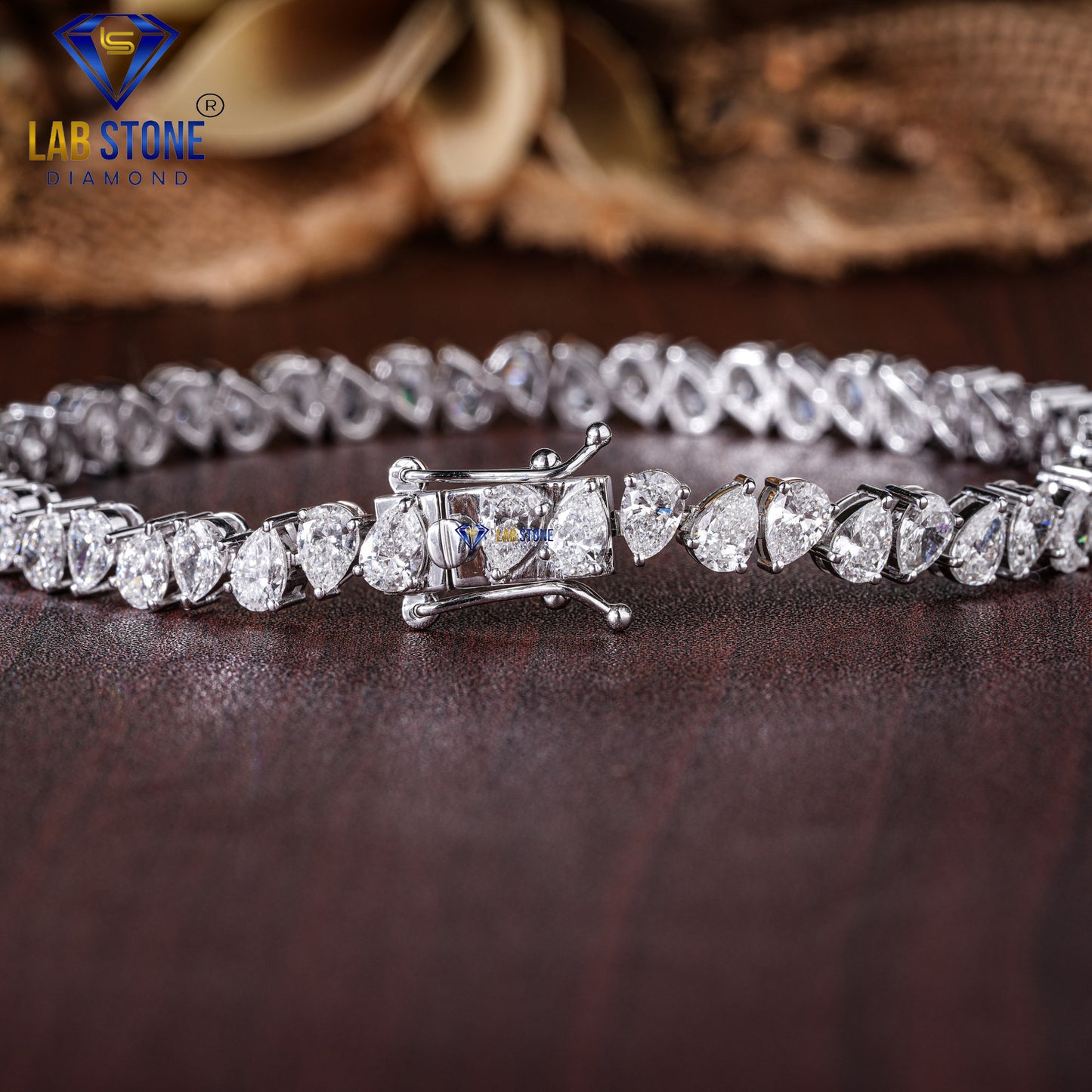 10.00 TDW Pear Cut Diamond Tennis Bracelet