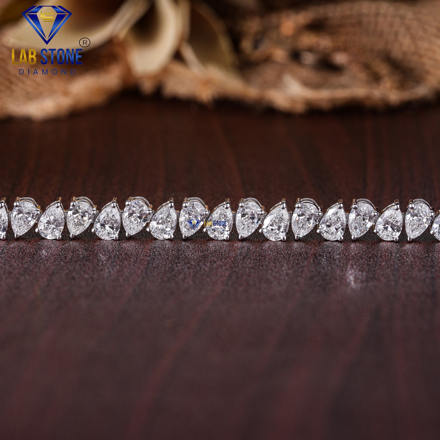 10.00 TDW Pear Cut Diamond Tennis Bracelet