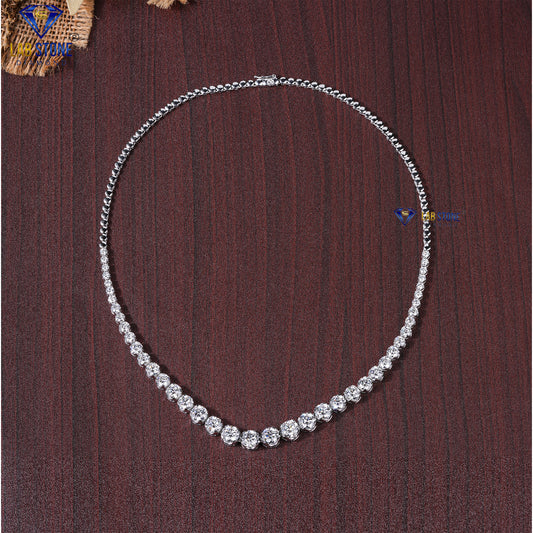 15.66 TDW Round Cut Diamond Women’s Tennis Necklace