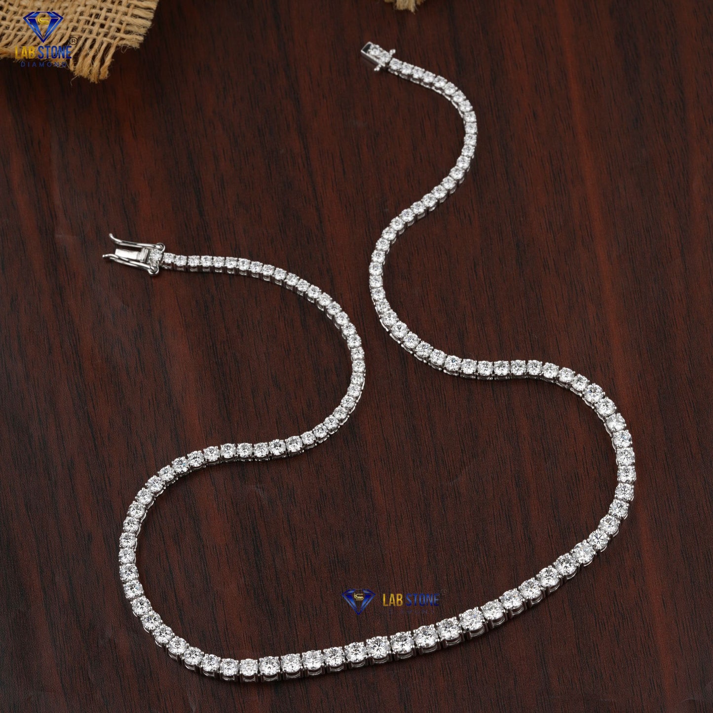 21.50 TDW Round Cut Diamond Tennis Necklace