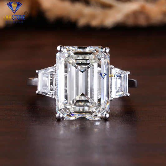 4.60 TDW Emerald & Tapered Baguette Cut Diamond Ring