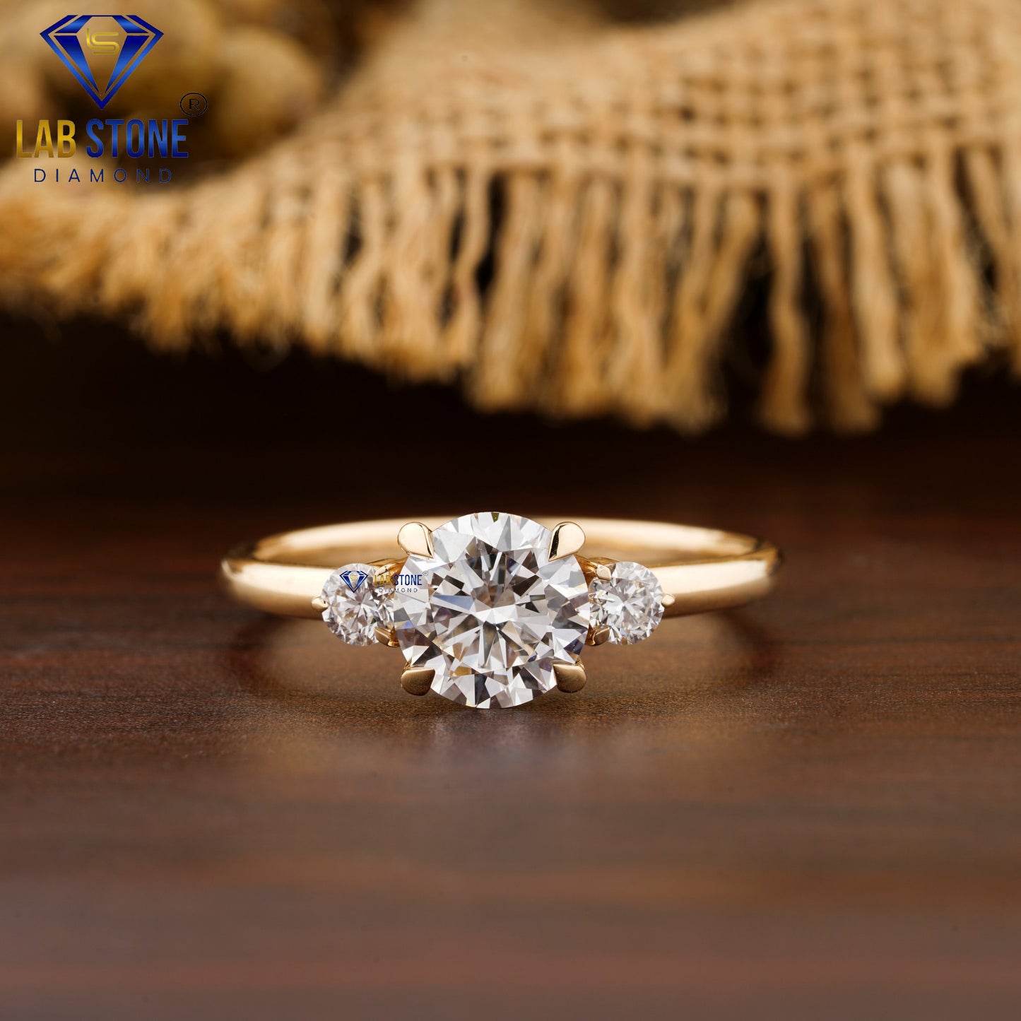 1.66 TDW Round Cut Women’s Three Stone Diamond Ring