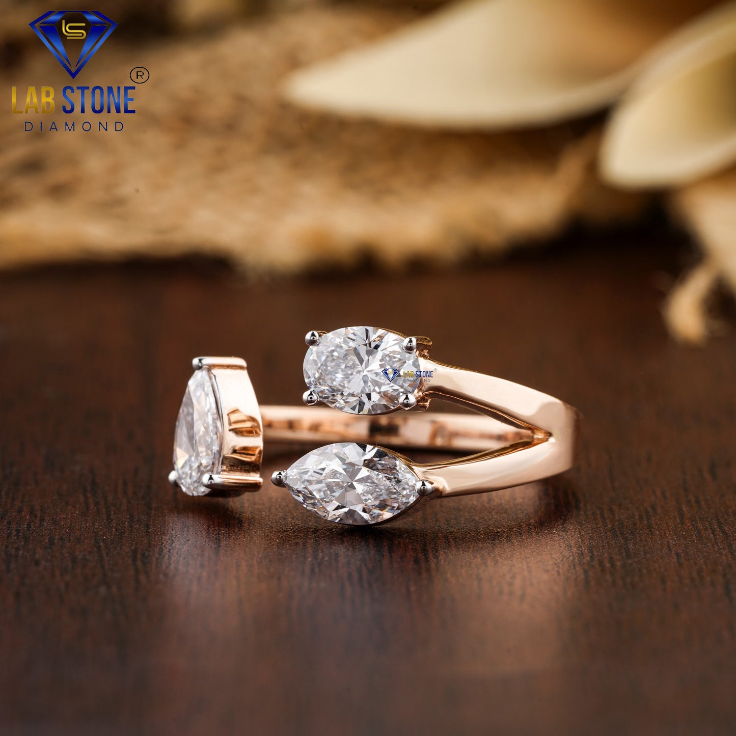 1.34 TDW Oval, Marquise & Pear Cut Women’s Three Stone Diamond Ring