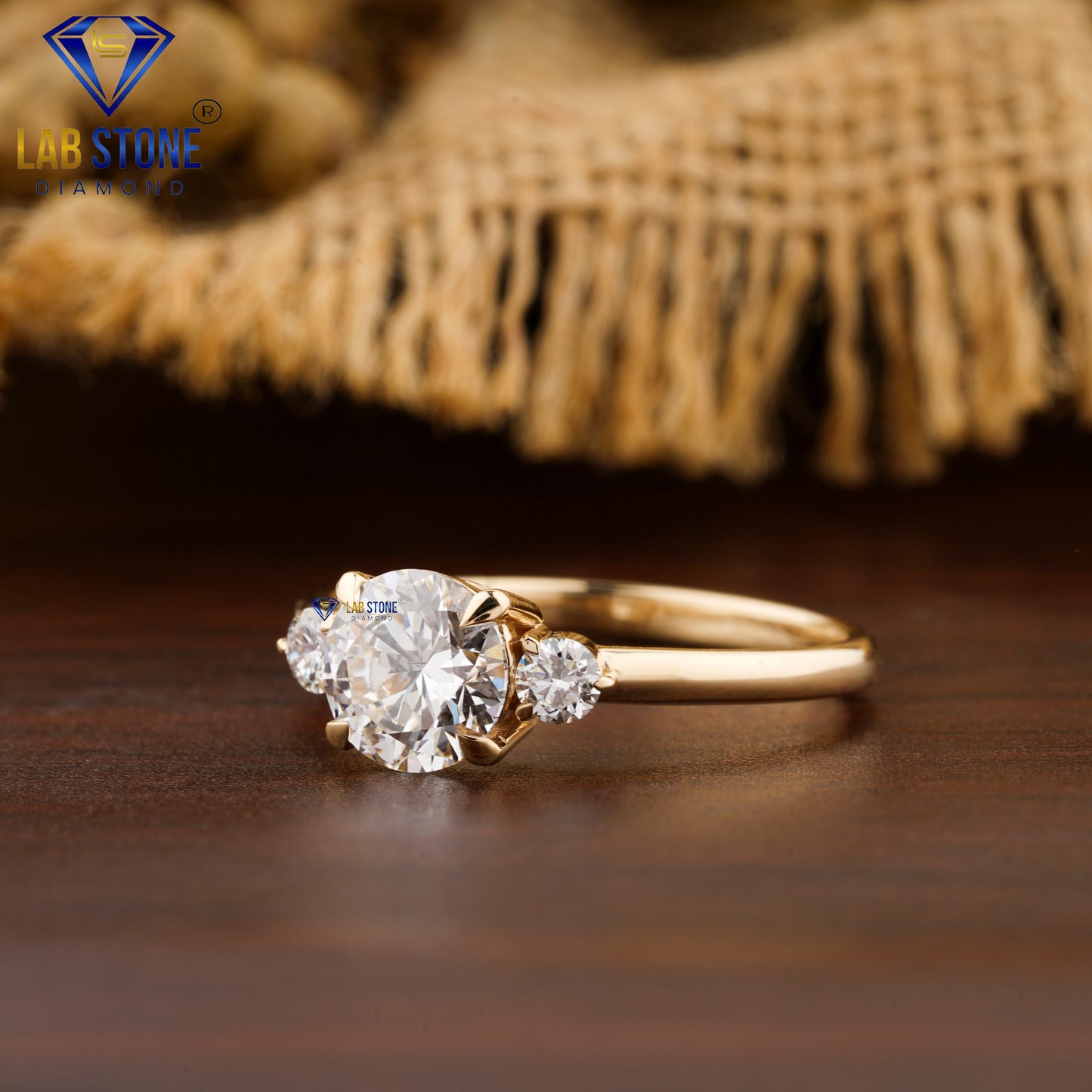 1.66 TDW Round Cut Women’s Three Stone Diamond Ring