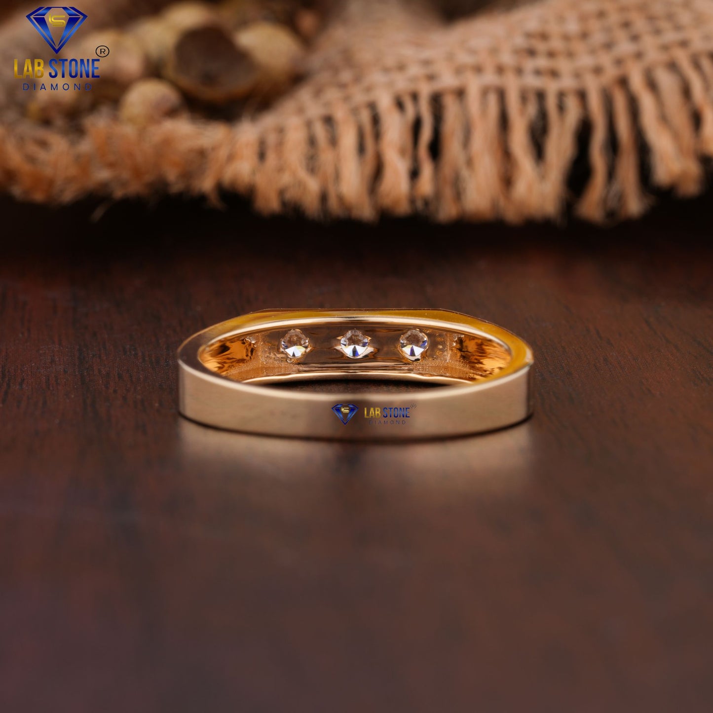 0.34 TDW Round Cut Women’s Three Stone Diamond Band Ring