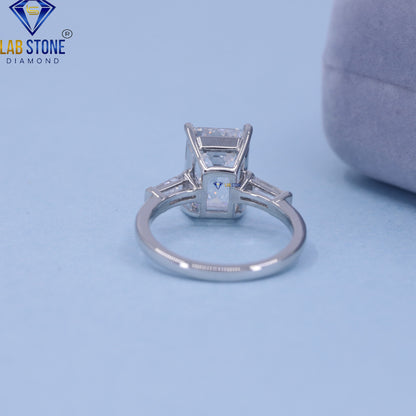 4.82 TDW Emerald & Baguette Cut Women’s Three Stone Diamond Ring