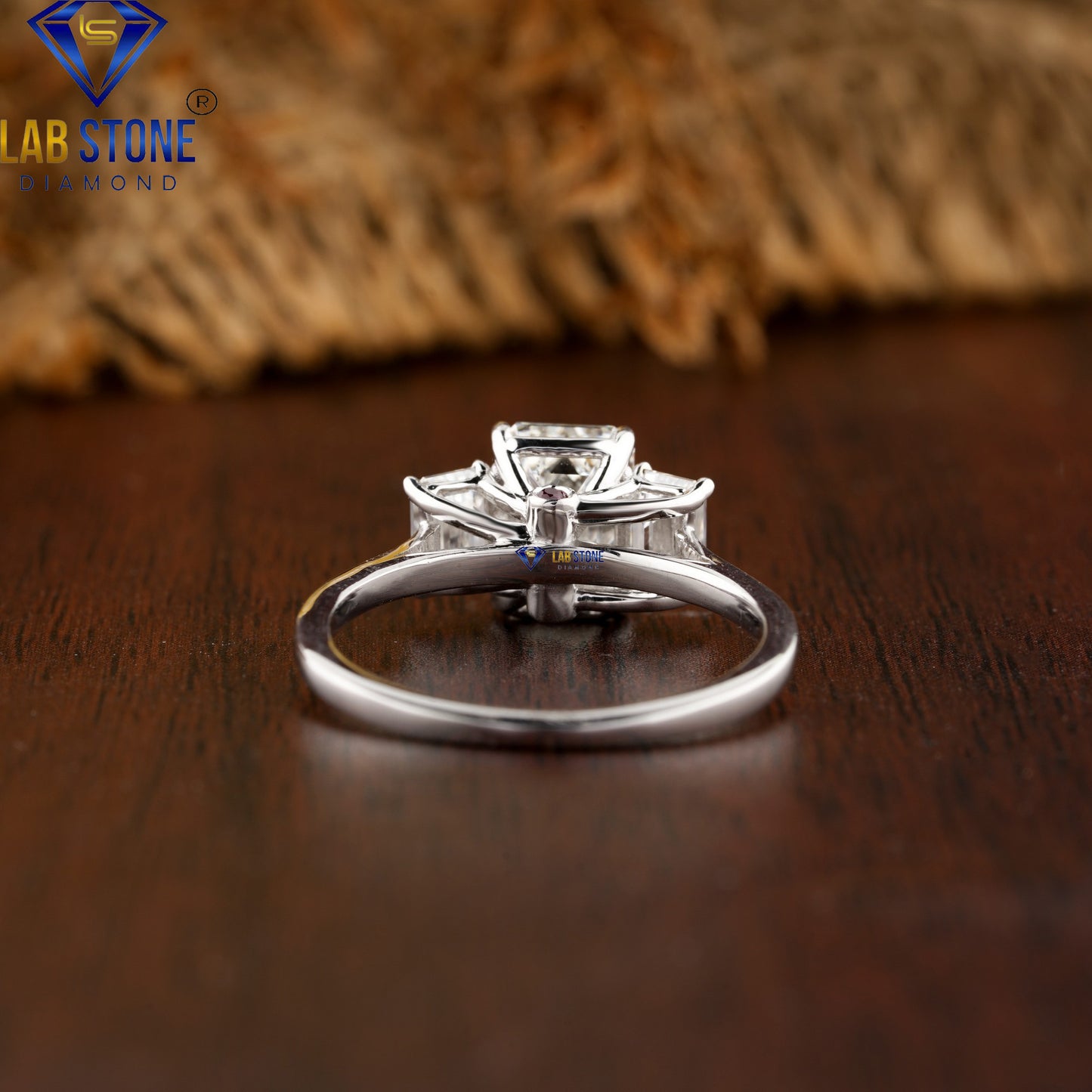 2.10 TDW Emerald & F.P. Round Cut Diamond & Gemstone Three Stone Ring