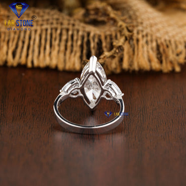 3.61 TDW Marquise & Pear Cut Three Stone Diamond Ring for Women