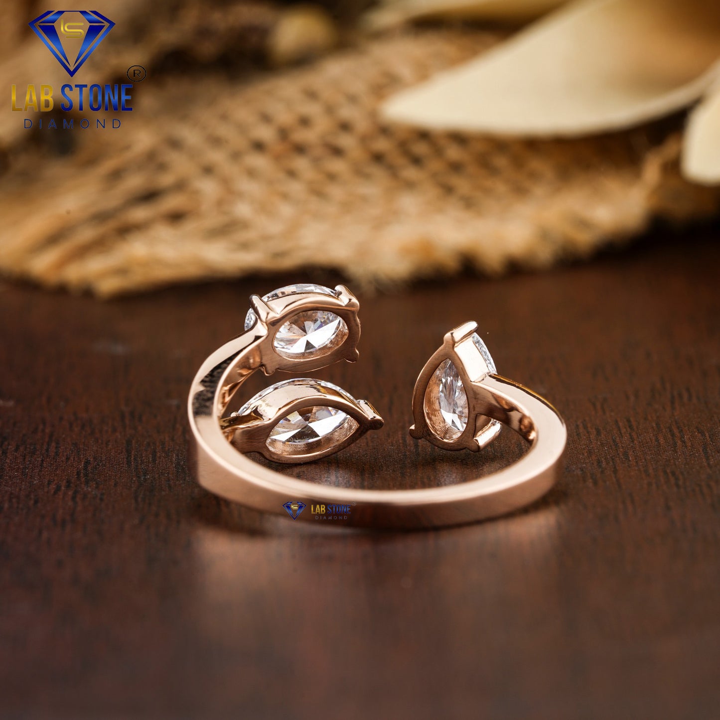 1.34 TDW Oval, Marquise & Pear Cut Women’s Three Stone Diamond Ring