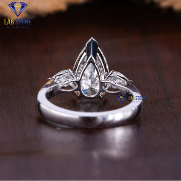 3.67 TDW Pear Cut Diamond Women’s Three Stone Ring