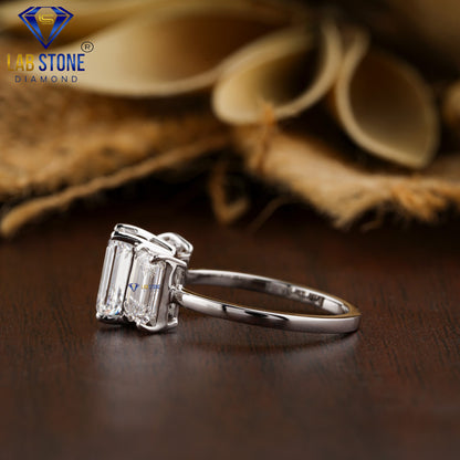 2.75 TDW Emerald Cut Women’s Three Stone Diamond Ring