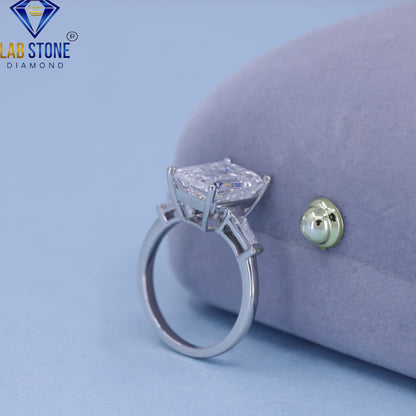 4.82 TDW Emerald & Baguette Cut Women’s Three Stone Diamond Ring