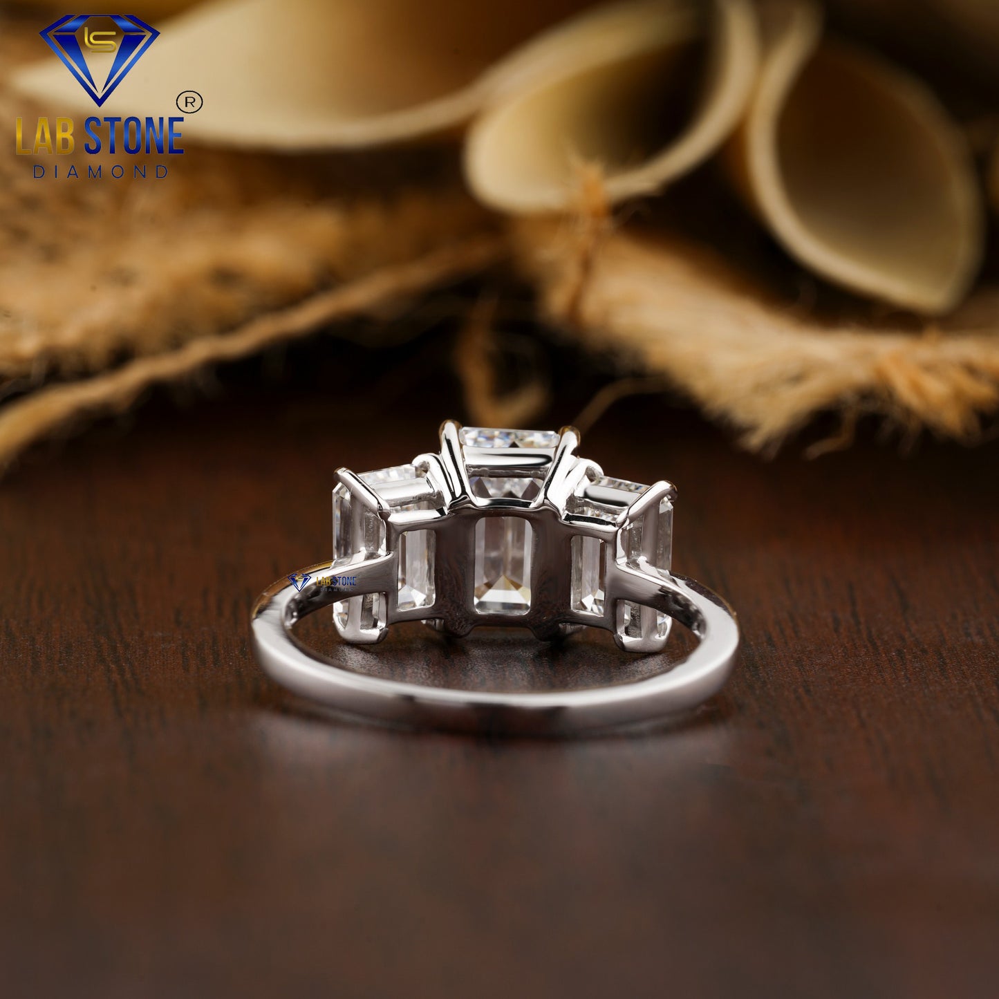 2.75 TDW Emerald Cut Women’s Three Stone Diamond Ring