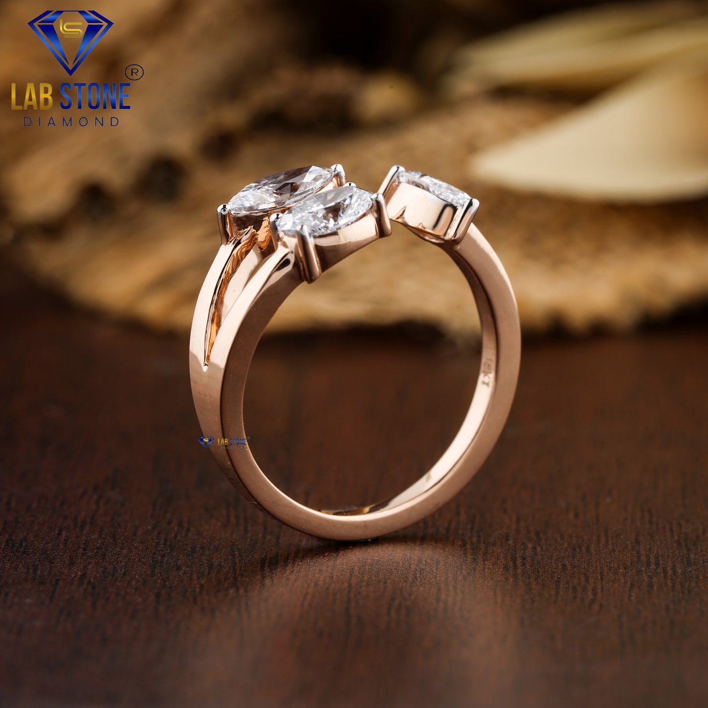 1.34 TDW Oval, Marquise & Pear Cut Women’s Three Stone Diamond Ring