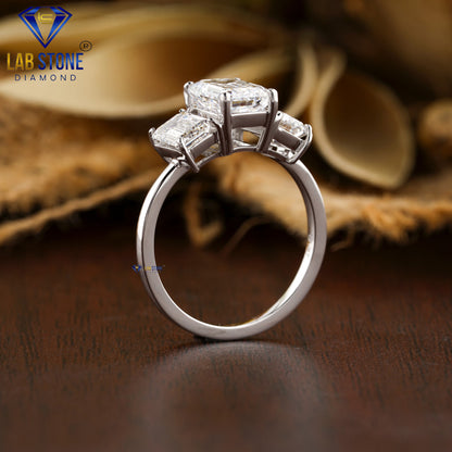 2.75 TDW Emerald Cut Women’s Three Stone Diamond Ring