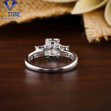 2.13 TDW Emerald, Princess & Baguette Cut Women’s Three Stone Diamond Ring