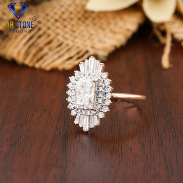 2.62 TDW Baguette, Radiant & Round Cut Women’s Engagement Diamond Ring