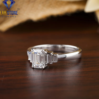 1.70 TDW Emerald & Baguette Cut Women's Diamond Ring