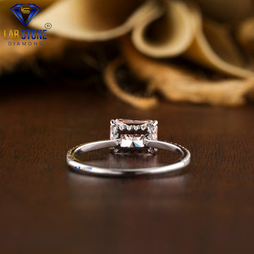 1.39 TDW Fancy Pink Radiant & Round Cut Women’s Engagement Diamond Ring