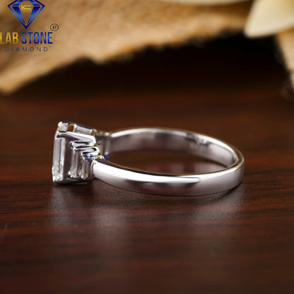 1.70 TDW Emerald & Baguette Cut Women's Diamond Ring