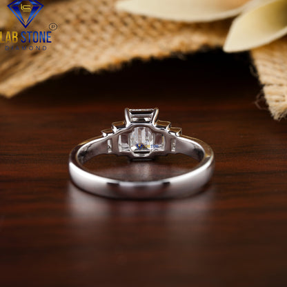 1.70 TDW Emerald & Baguette Cut Women's Diamond Ring