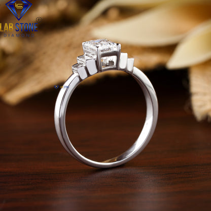 1.70 TDW Emerald & Baguette Cut Women's Diamond Ring