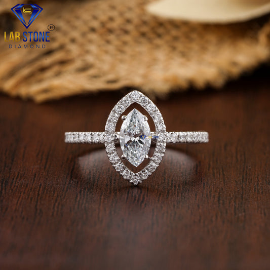 0.838 TDW Marquise & Round Cut Women’s Diamond Halo Ring