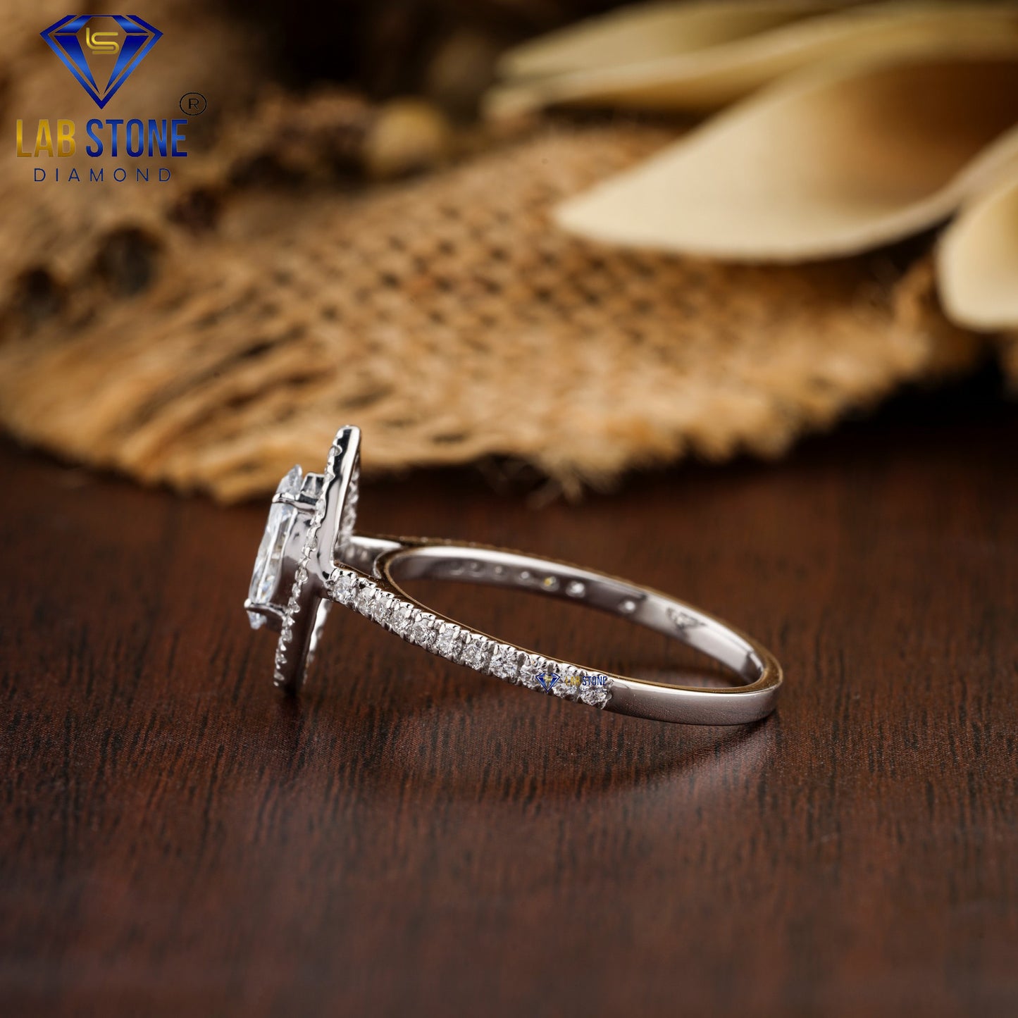 0.838 TDW Marquise & Round Cut Women’s Diamond Halo Ring