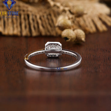 0.73 TDW Cushion & Round Cut Diamond Women’s Engagement Ring