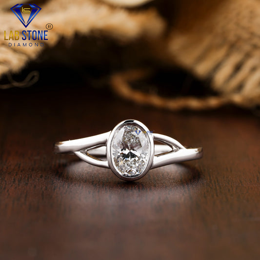 0.73 TDW Oval Cut Women’s Solitaire Diamond Ring