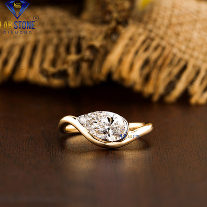 1.00 TDW Pear Cut Women’s Solitaire Diamond Ring