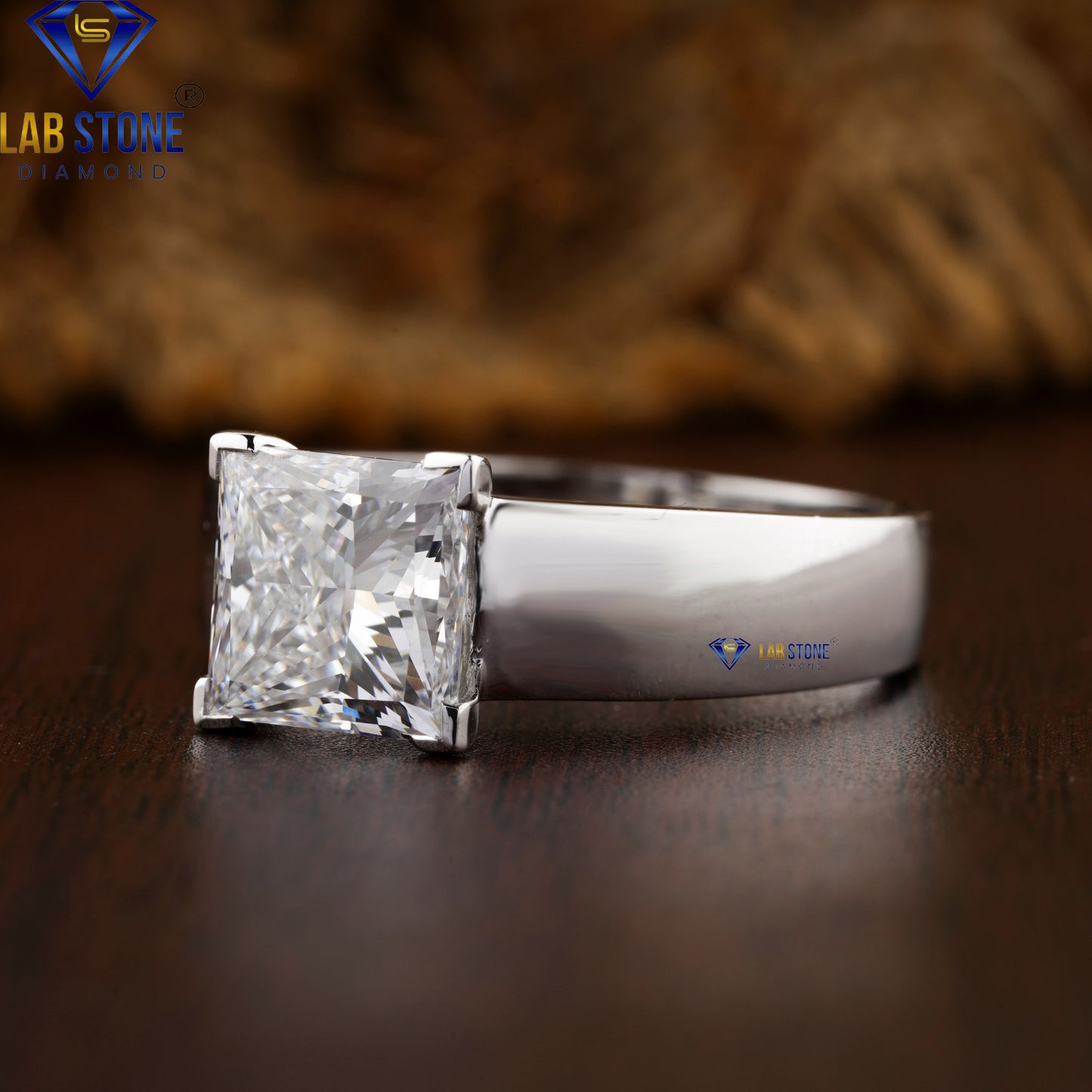 3.62 TDW Princess Cut Women's Solitaire Diamond Ring