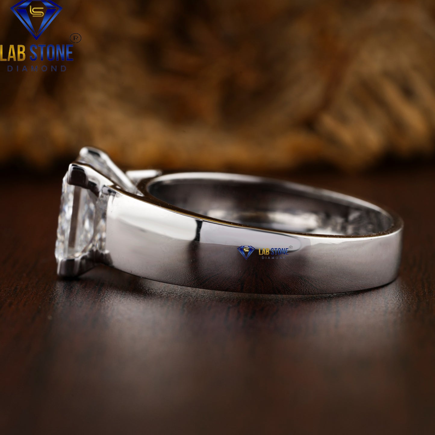 3.62 TDW Princess Cut Women's Solitaire Diamond Ring