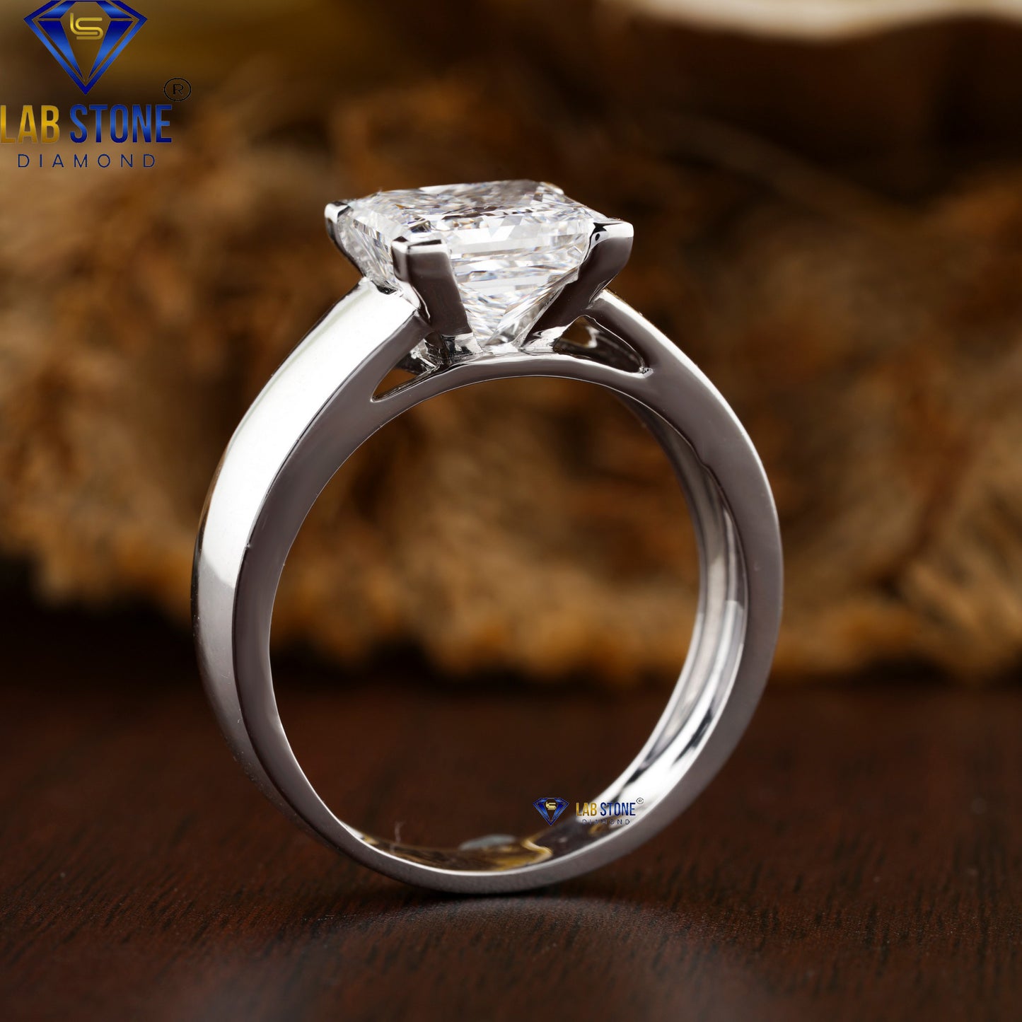 3.62 TDW Princess Cut Women's Solitaire Diamond Ring