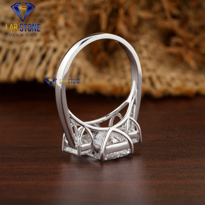 4.05 TDW Radiant and Baguette Cut Diamond Three Stone Ring