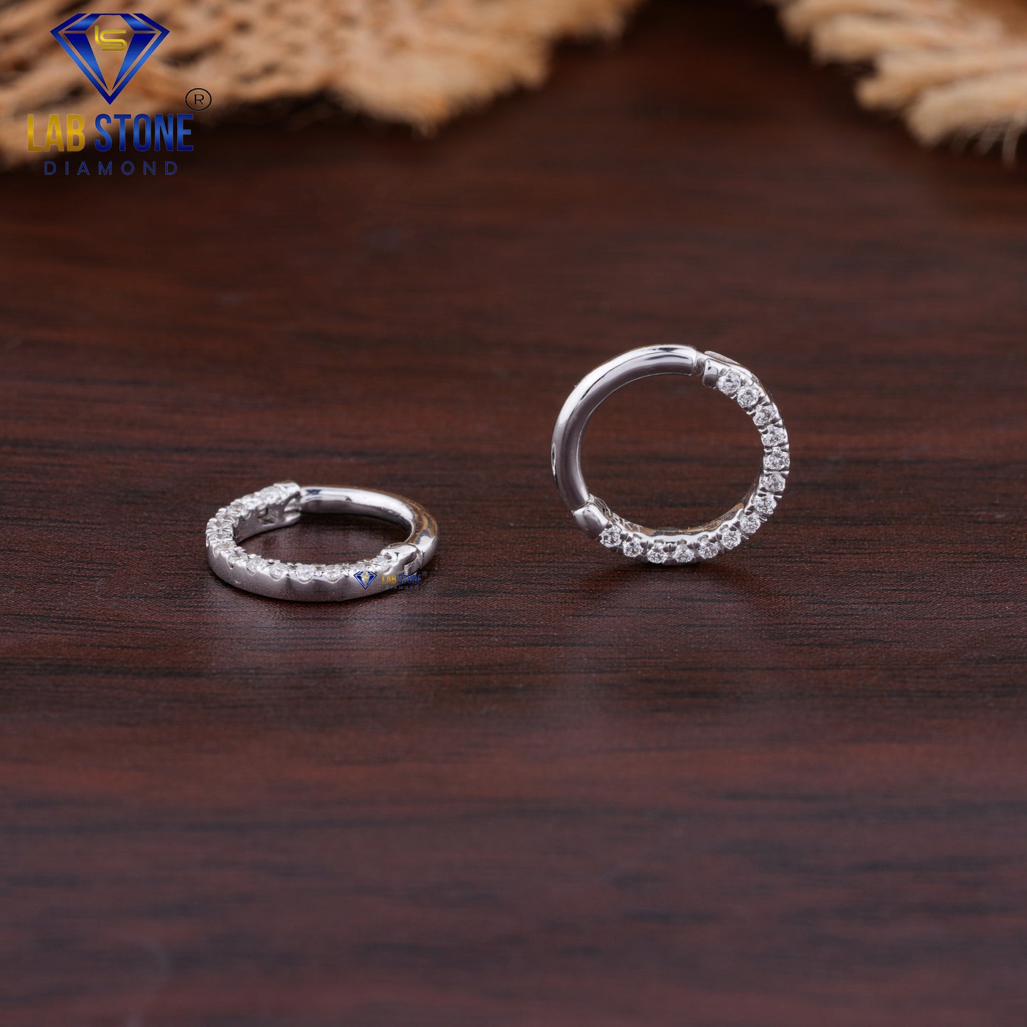 0.09 TDW Round Cut Diamond Hoop Earring