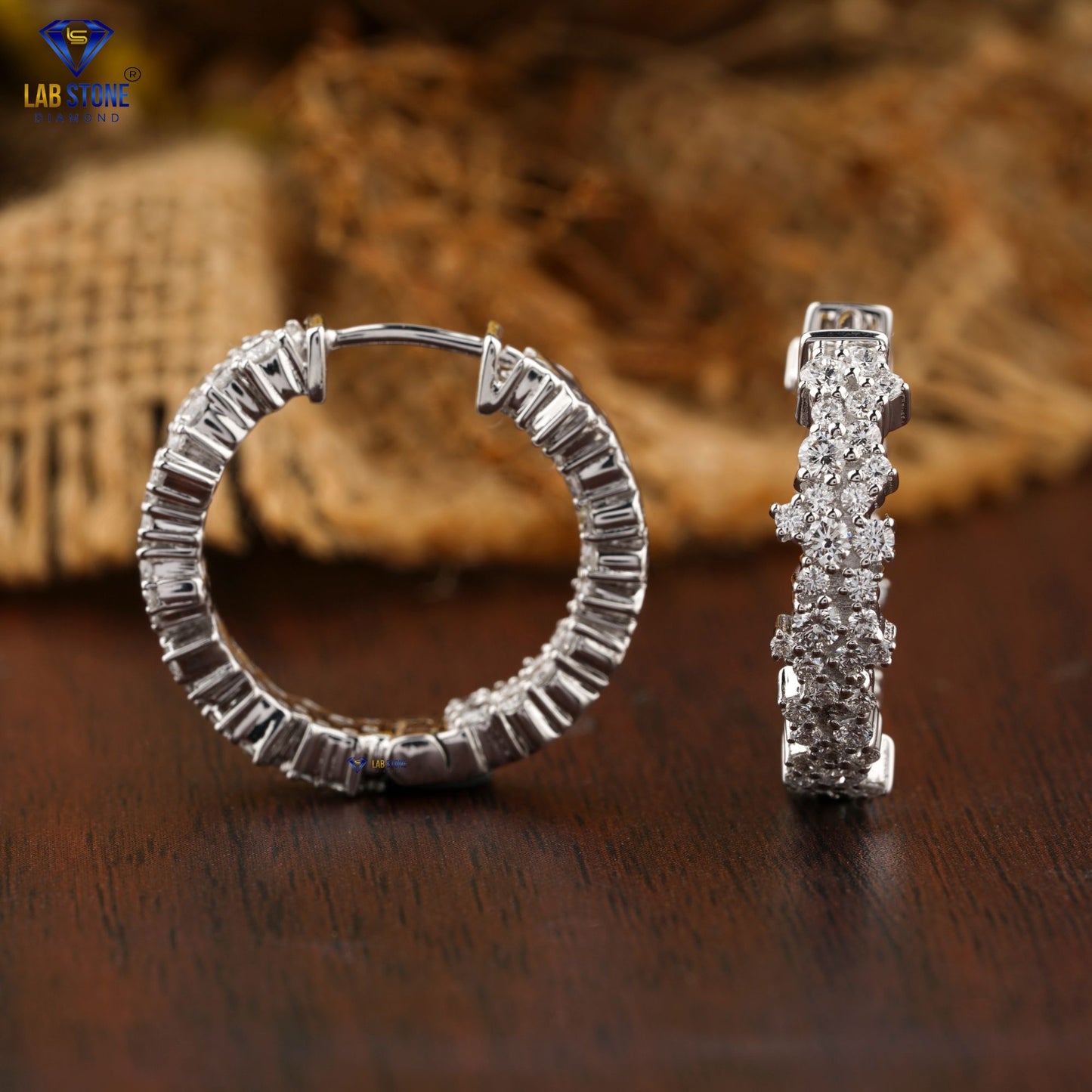 1.86 TDW Round Cut Diamond Hoop Earring