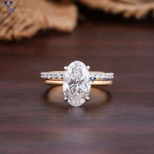 2.64 TDW Oval & Round Cut Women's Diamond Ring with Band