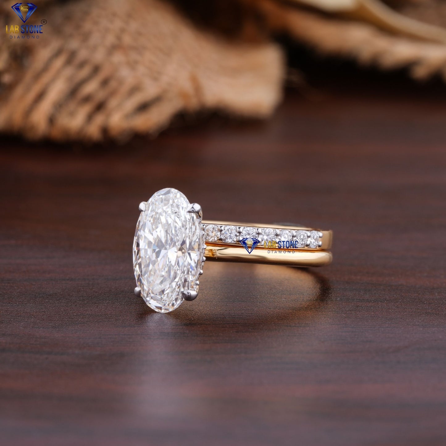 2.64 TDW Oval & Round Cut Women's Diamond Ring with Band