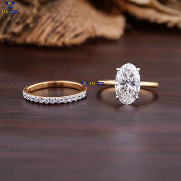 2.64 TDW Oval & Round Cut Women's Diamond Ring with Band