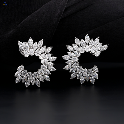 5.66 TDW Pear & Marquise Cut Diamond Stud Earring